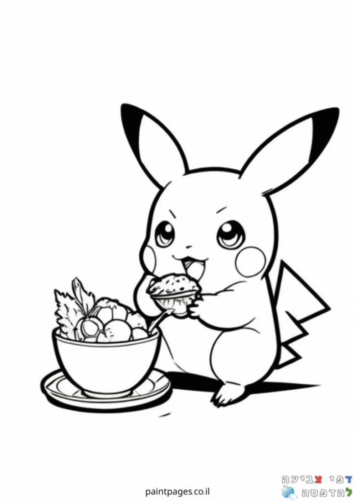 פיקאצו אוכל פירות לצביעה