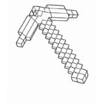 דף צביעה לילדים פטיש פיקסלים שחור לבן להדפסה מתאים לילדים שאוהבים מיינקראפט ופעילויות יצירה כיף לצבוע להורדה חינמית באתר