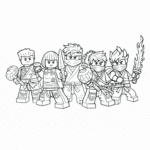 דף צביעה של דמויות נינג'ה צעצוע בלבוש קרב מתאימות לילדים שאוהבים הרפתקאות ויצירתיות להדפסה באתר דפי צביעה לילדים ופעילות יצירה