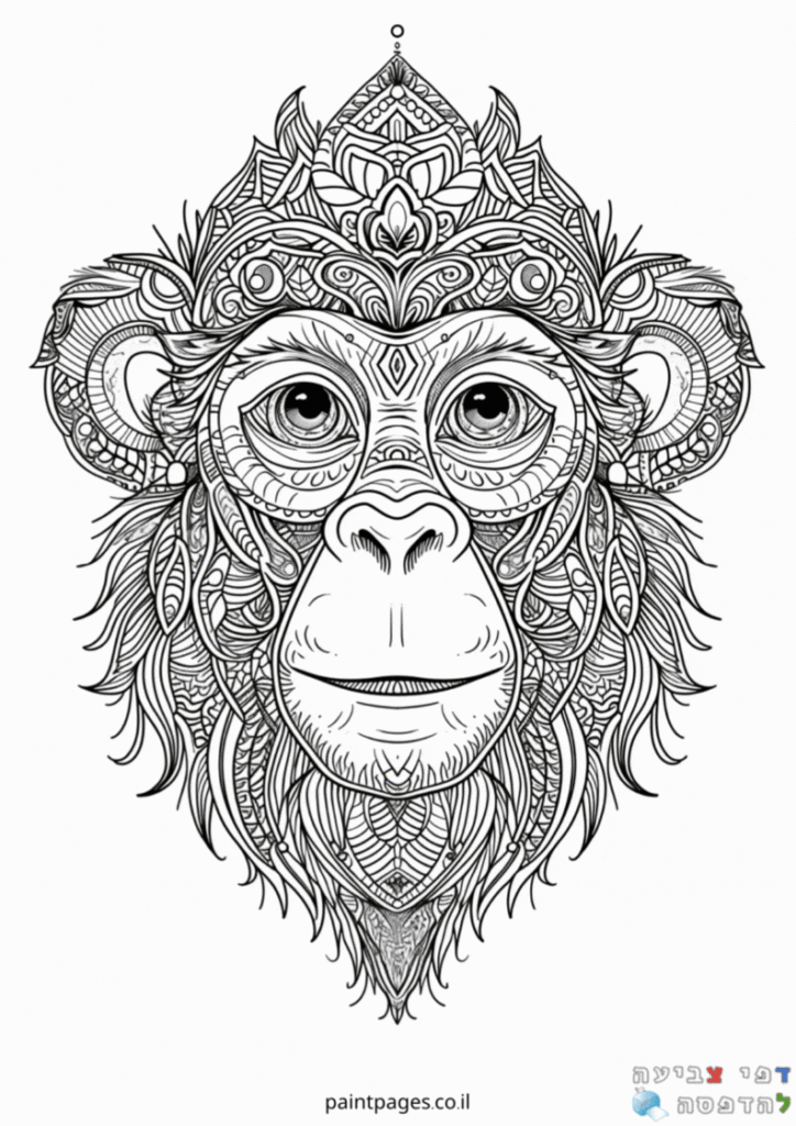 קוף מנדלה – דף צביעה למבוגרים