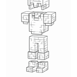 דף צביעה דמות מרובעת דמויית רובוט מפורקת לחלקים בציור בשחור לבן מתאים לילדים אוהבי יצירה צביעה ואומנות להדפסה והנאה